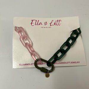 Ella & Lett chain link necklace- green, pink, beige 19”